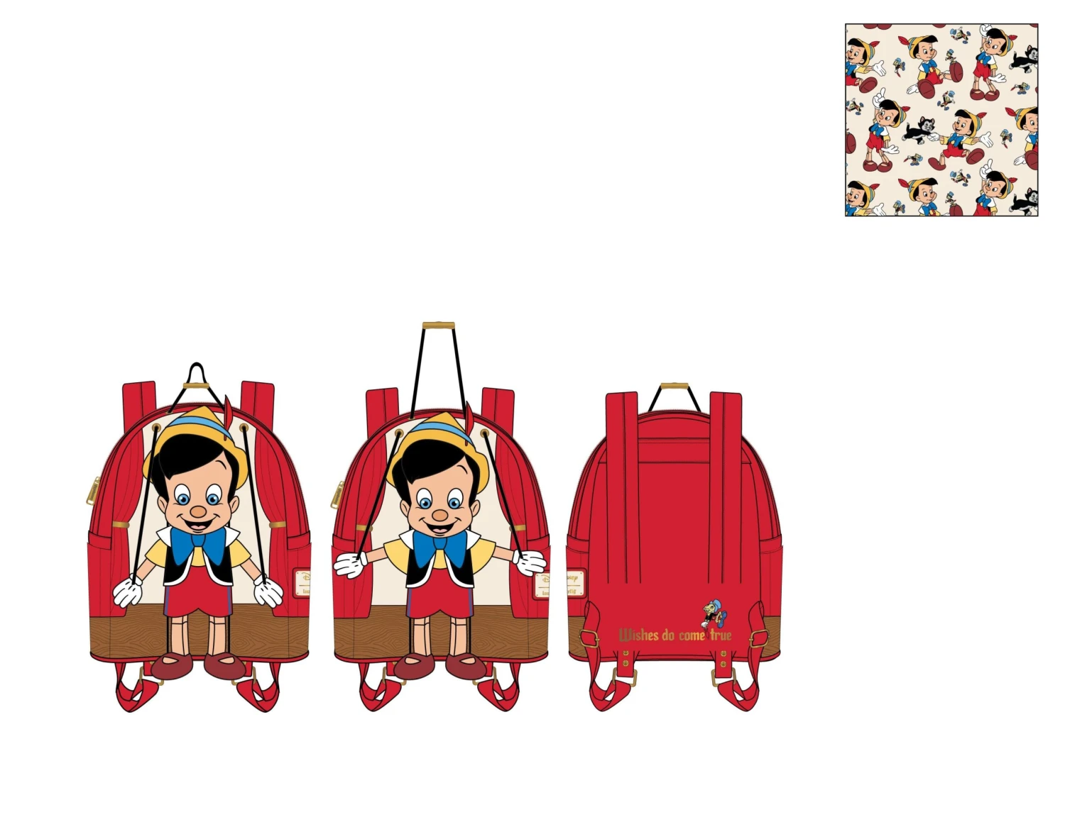 Loungefly Disney Pinocchio Marionette Mini Backpack 2 Loungefly Disney Pinocchio Marionette Mini Backpack - Image 2