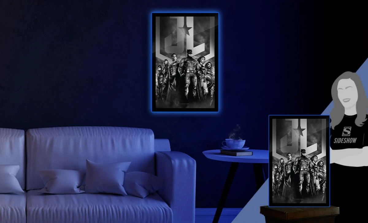 Zack Snyder’s Justice League B&W Group Scene LED Poster Sign (Large) Wall Light 2 Zack Snyder’s Justice League B&W Group Scene LED Poster Sign (Large) Wall Light - Image 2